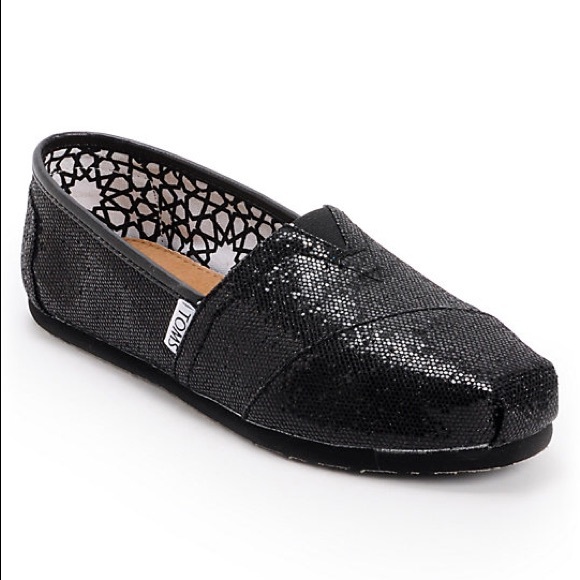 toms black glitter